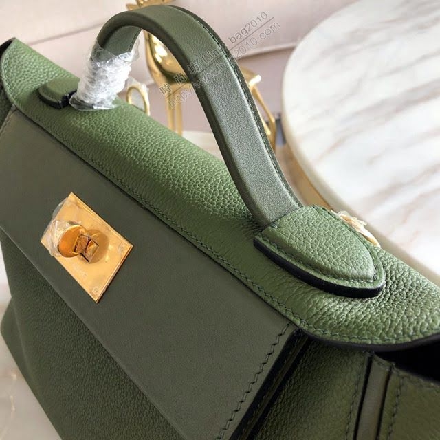 Hermes包包 愛馬仕Hermes Kelly2424 叢林綠 金扣 togo小牛皮 半手工制 Hermes休閒女款手提包  am1928